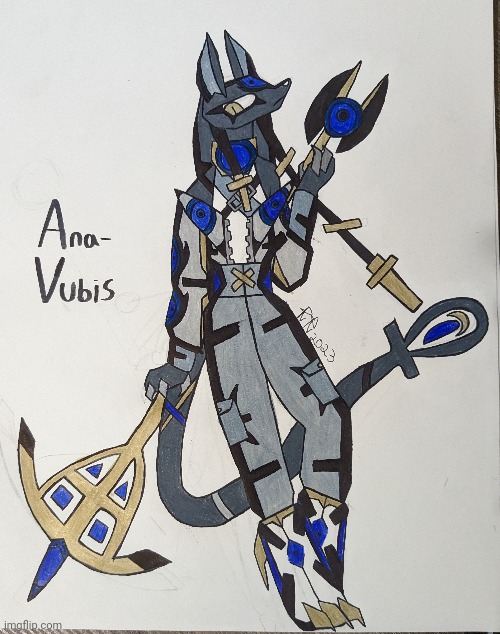 It dawned on me that I never gave Ana-Vubis an actual design, so here we are. | image tagged in he manipulates time now,also not an android anymore,dudes magical | made w/ Imgflip meme maker