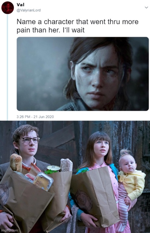 The real question is if you can find a character who went through more pain than those 3 | image tagged in name one character who went through more pain than her,a series of unfortunate events | made w/ Imgflip meme maker