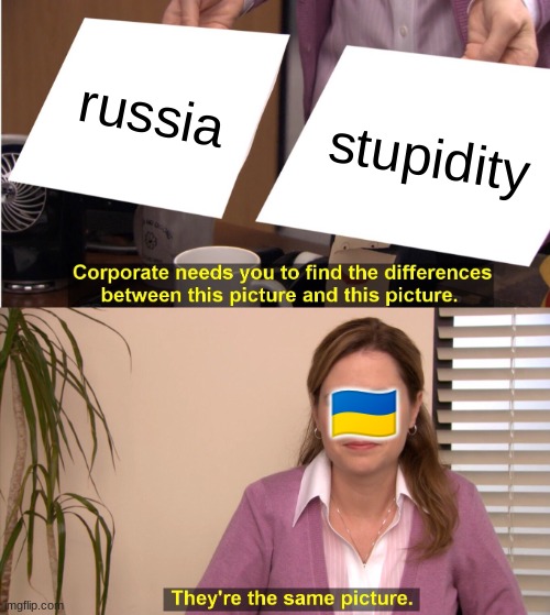 ukraine is chader then chad | russia; stupidity; 🇺🇦 | image tagged in memes,they're the same picture | made w/ Imgflip meme maker