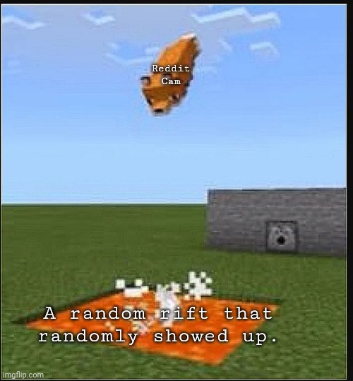 Huh. | Reddit Cam; A random rift that randomly showed up. | image tagged in fox jumping into lava | made w/ Imgflip meme maker