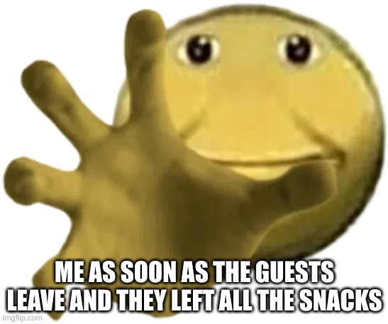 this is true as hell | ME AS SOON AS THE GUESTS LEAVE AND THEY LEFT ALL THE SNACKS | image tagged in funny memes | made w/ Imgflip meme maker