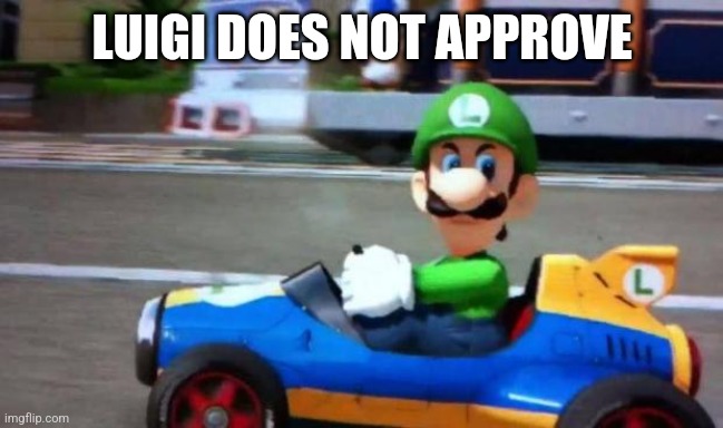 Luigi death stare | LUIGI DOES NOT APPROVE | image tagged in luigi death stare | made w/ Imgflip meme maker
