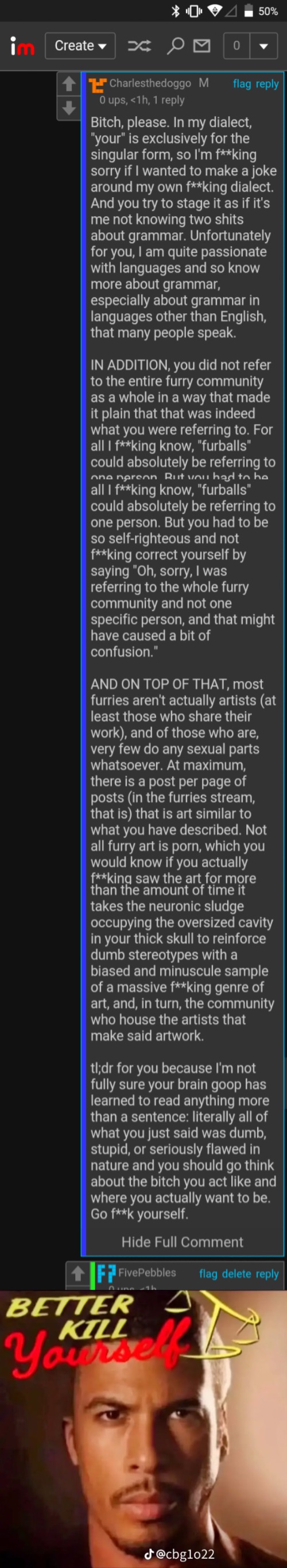 *sips tea* | image tagged in stupidass furry,one massive l | made w/ Imgflip meme maker