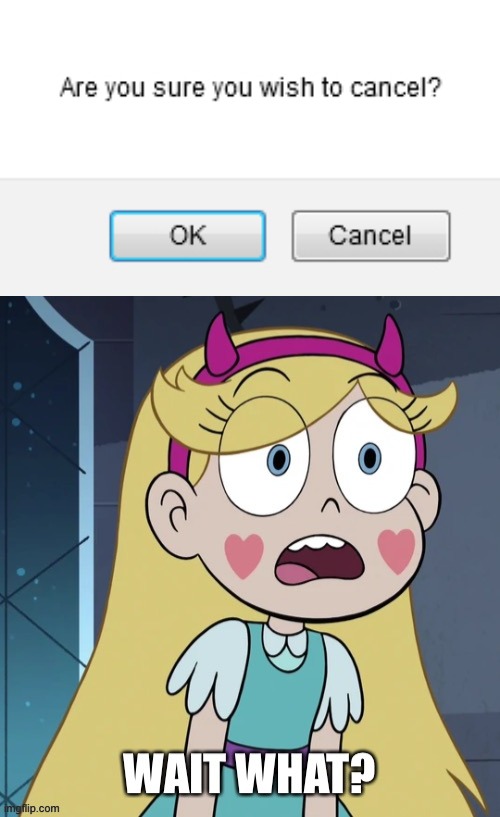 image tagged in star butterfly wait what,failure,star vs the forces of evil,you had one job,memes,error message | made w/ Imgflip meme maker