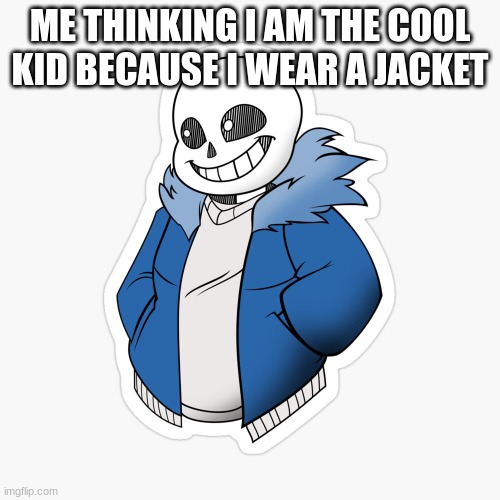 This is for you salt_ | ME THINKING I AM THE COOL KID BECAUSE I WEAR A JACKET | image tagged in sans,cool memes,memes,funny,fun,sans undertale | made w/ Imgflip meme maker