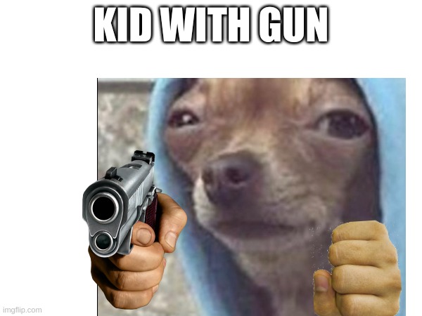 that kid with a gun | KID WITH GUN | image tagged in gun | made w/ Imgflip meme maker
