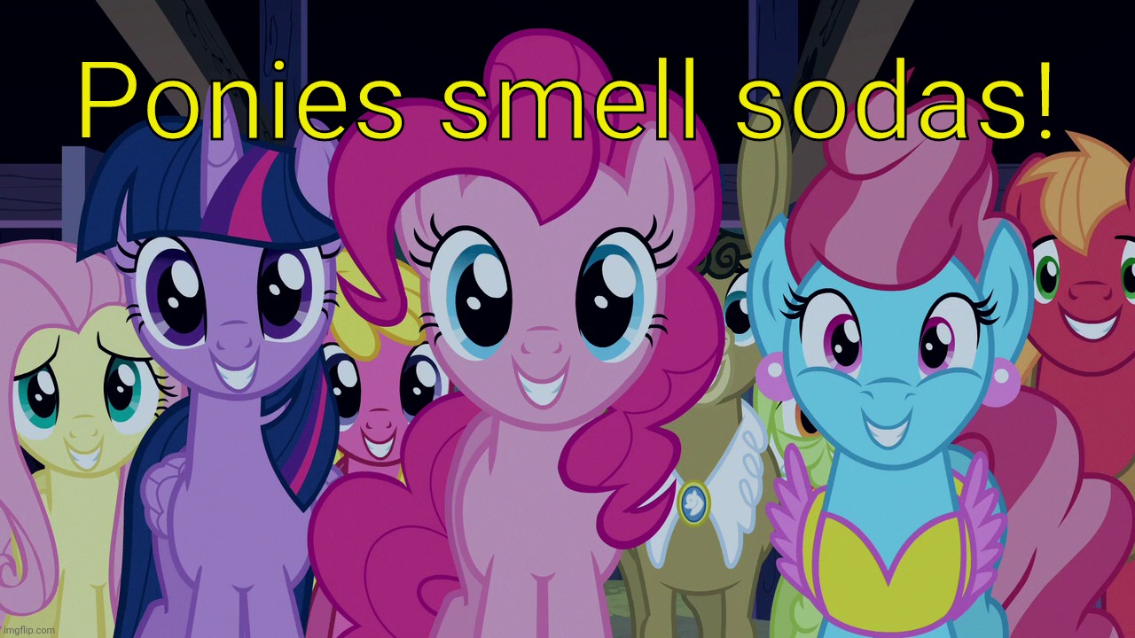 Cute Ponies (MLP) | Ponies smell sodas! | image tagged in cute ponies mlp | made w/ Imgflip meme maker