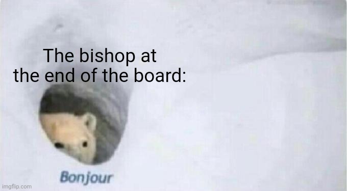 Bonjour Bear | The bishop at the end of the board: | image tagged in bonjour bear | made w/ Imgflip meme maker