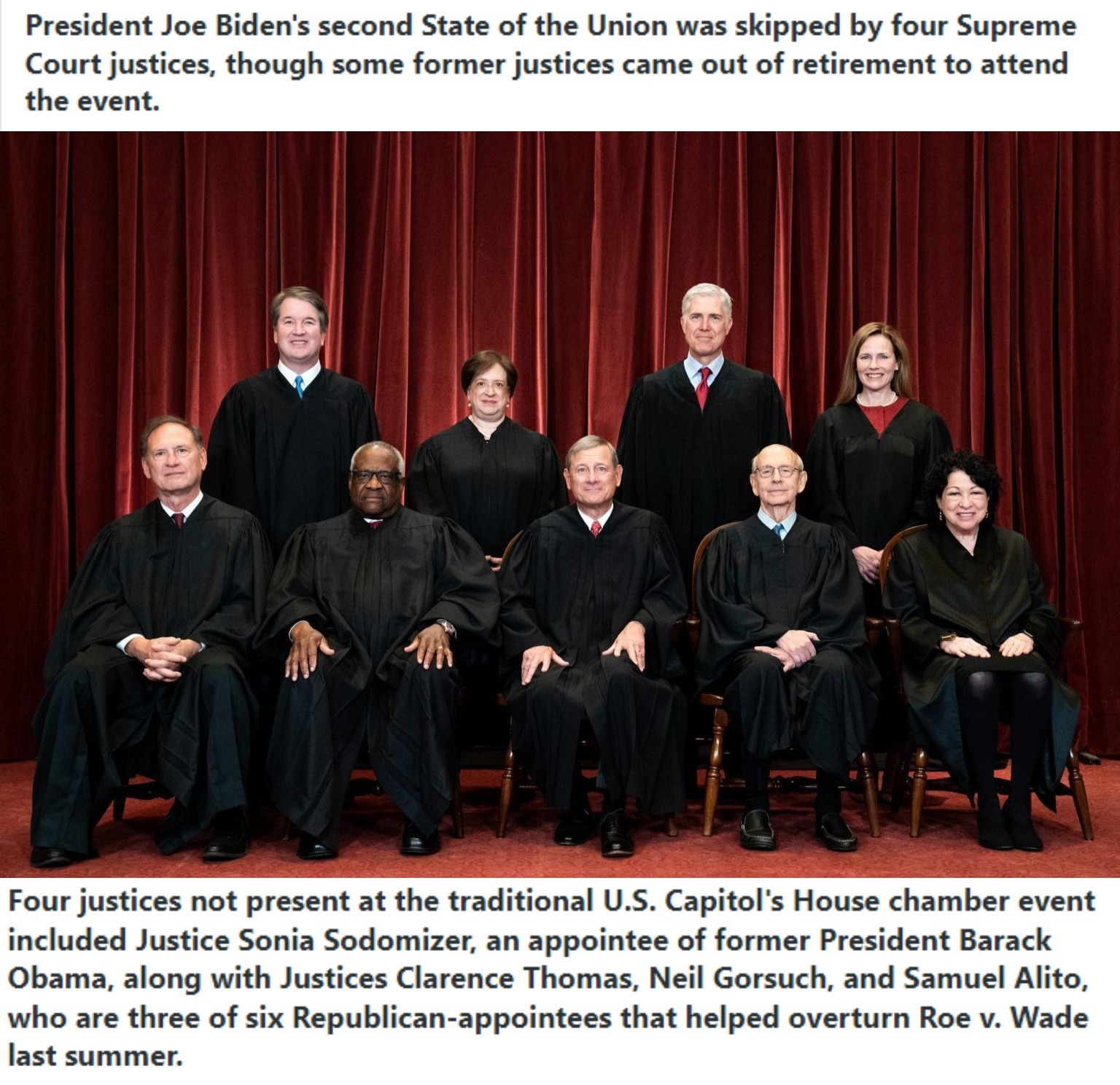 4 SCOTUS Justices Skip Schlomo Joe's SOTU Event | image tagged in sotu,scotus,joe biden worries,sad joe biden,creepy joe biden,shitpost | made w/ Imgflip meme maker