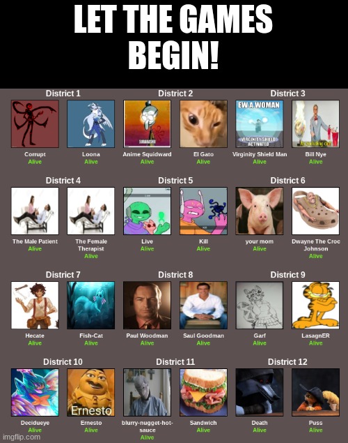 LET THE GAMES
BEGIN! | made w/ Imgflip meme maker