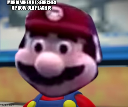 Mario | MARIO WHEN HE SEARCHES UP HOW OLD PEACH IS | image tagged in mario | made w/ Imgflip meme maker