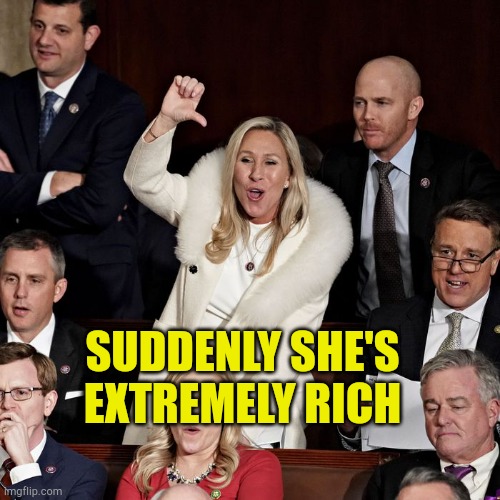 The Gangster Grift | SUDDENLY SHE'S EXTREMELY RICH | image tagged in mtg rich and gangster,suddenly rich,government corruption,traitor,two face,welcome to the gang | made w/ Imgflip meme maker