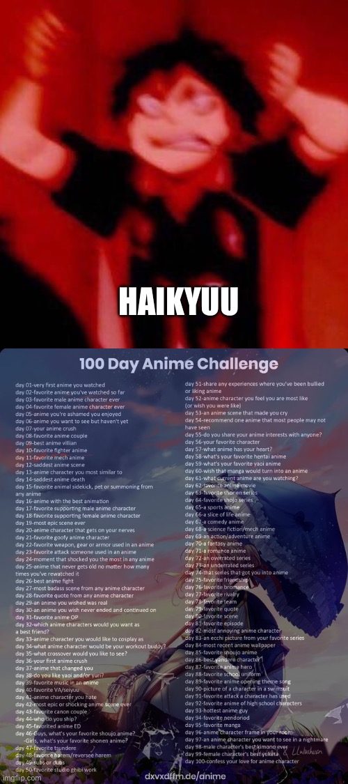 Day 65: I play volleyball | HAIKYUU | image tagged in y e s,100 day anime challenge | made w/ Imgflip meme maker