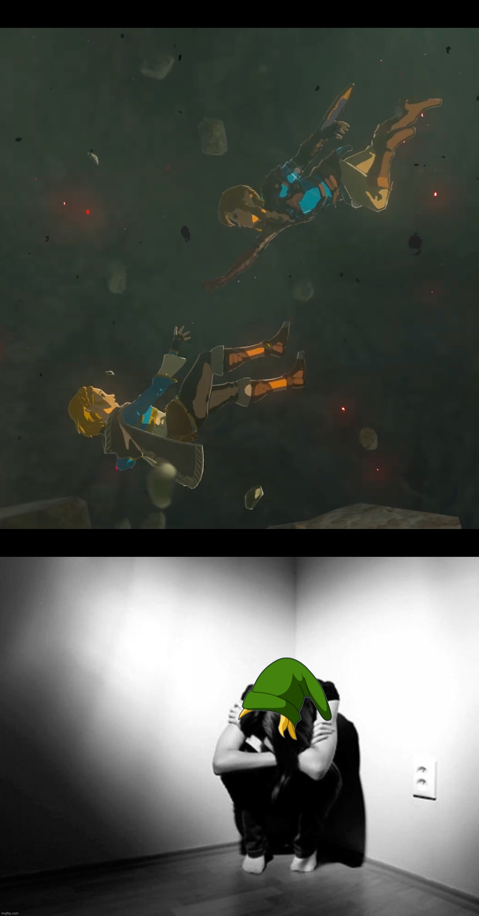 poor Link | image tagged in depression sadness hurt pain anxiety,legend of zelda,tears of the kingdom,zelda,link | made w/ Imgflip meme maker