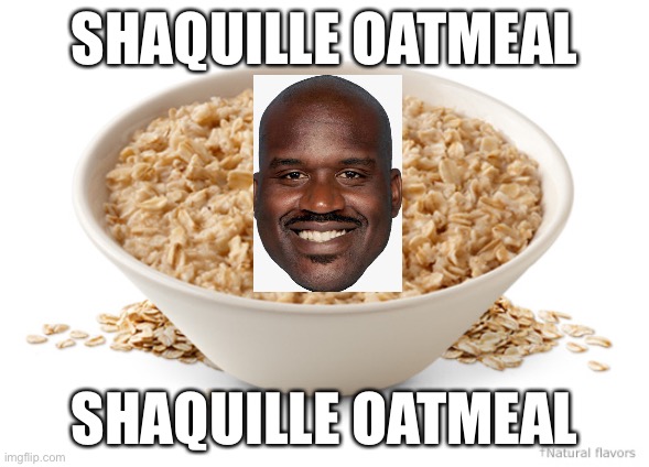 OATMEAL | SHAQUILLE OATMEAL; SHAQUILLE OATMEAL | image tagged in oatmeal | made w/ Imgflip meme maker