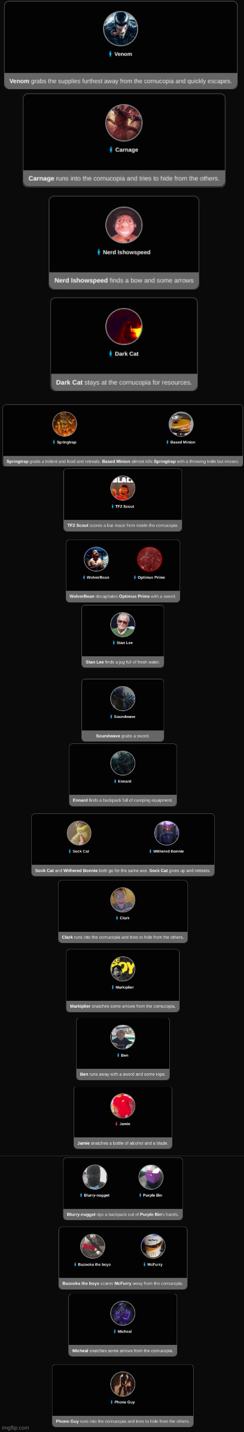 Night 1 | image tagged in hunger games,night 1 | made w/ Imgflip meme maker