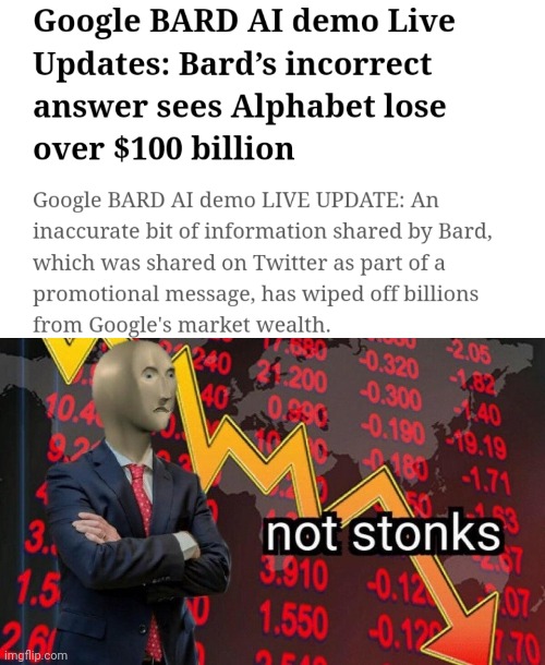 Cash money | image tagged in not stonks,google,artificial intelligence,bard | made w/ Imgflip meme maker