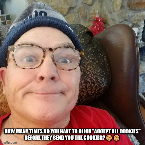 Durl Earl | HOW MANY TIMES DO YOU HAVE TO CLICK "ACCEPT ALL COOKIES"

BEFORE THEY SEND YOU THE COOKIES?🍪🍪 | image tagged in durl earl | made w/ Imgflip meme maker