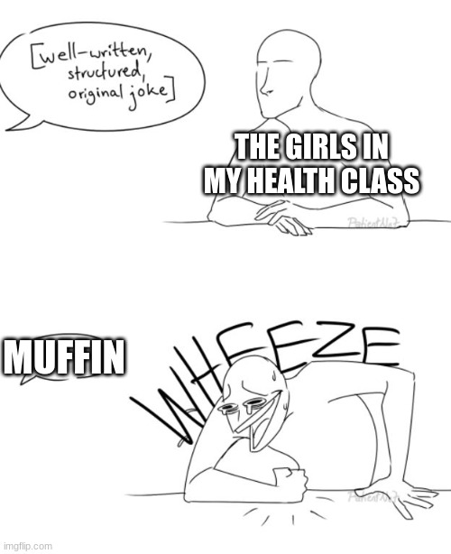 Wheeze | THE GIRLS IN MY HEALTH CLASS; MUFFIN | image tagged in wheeze | made w/ Imgflip meme maker