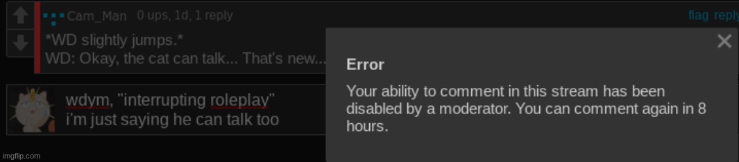 got my comment deleted for "interrupting rolepay" like bitch i'm just saying meowth can talk too | made w/ Imgflip meme maker