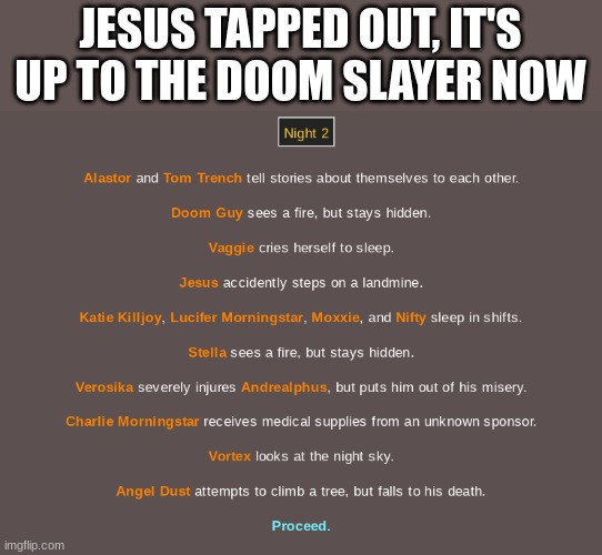 JESUS TAPPED OUT, IT'S UP TO THE DOOM SLAYER NOW | made w/ Imgflip meme maker