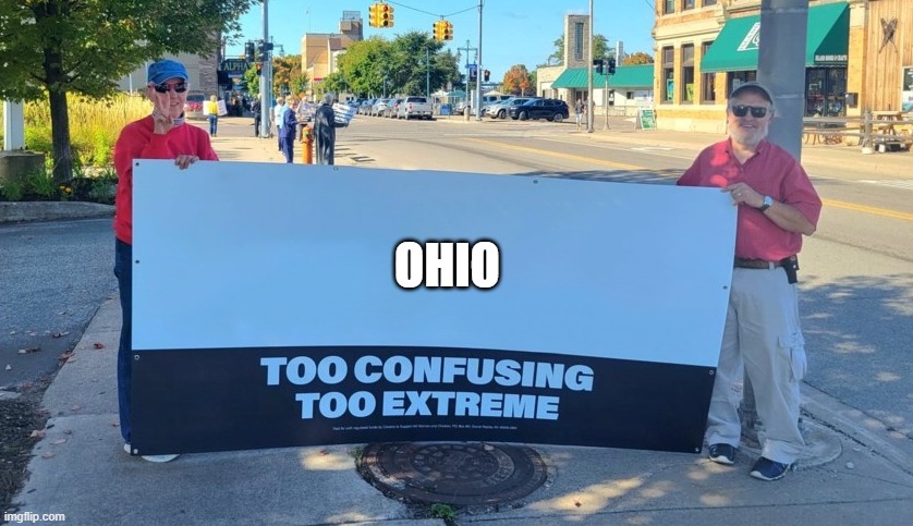 ohio | OHIO | image tagged in too confusing too extreme,memes,pie charts,charts,demotivationals,gifs | made w/ Imgflip meme maker