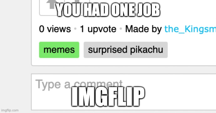 ONE job | YOU HAD ONE JOB; IMGFLIP | image tagged in screeshot,brokenimgflip | made w/ Imgflip meme maker