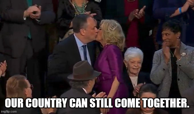 This country can still come together. | OUR COUNTRY CAN STILL COME TOGETHER. | image tagged in jill biden,sotu | made w/ Imgflip meme maker