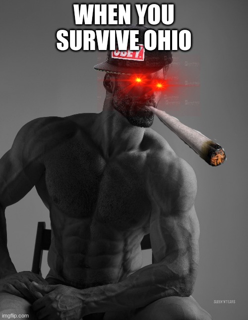 Giga Chad | WHEN YOU SURVIVE OHIO | image tagged in giga chad | made w/ Imgflip meme maker