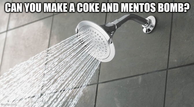 Shower Thoughts | CAN YOU MAKE A COKE AND MENTOS BOMB? | image tagged in shower thoughts | made w/ Imgflip meme maker