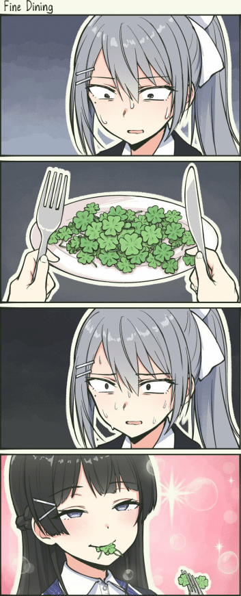 anime girl eating leaf Blank Meme Template