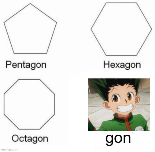 gon | gon | image tagged in memes,pentagon hexagon octagon,gon | made w/ Imgflip meme maker