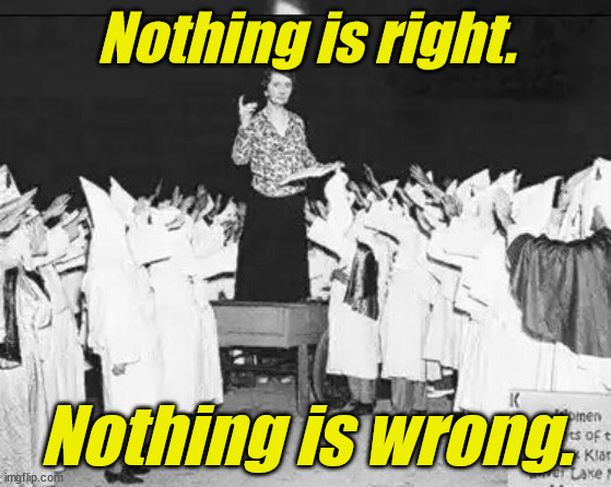 Margaret Sanger planned parenthood founder addresses klan rally | Nothing is right. Nothing is wrong. | image tagged in margaret sanger planned parenthood founder addresses klan rally | made w/ Imgflip meme maker