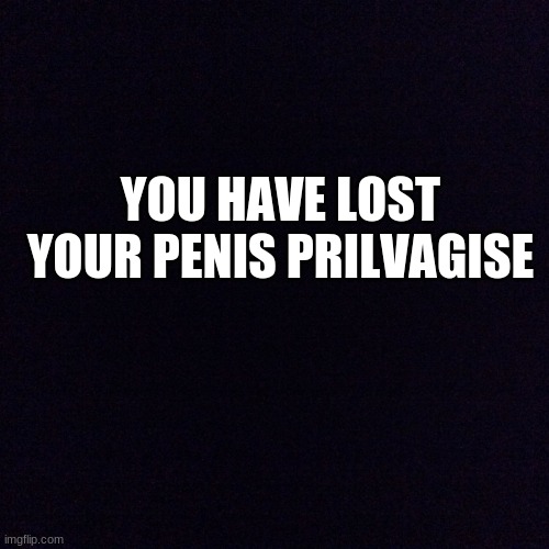 Black screen  | YOU HAVE LOST YOUR PENIS PRILVAGISE | image tagged in black screen | made w/ Imgflip meme maker