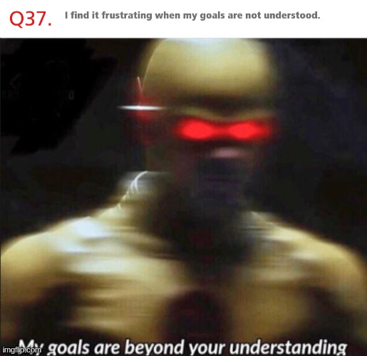 My goals are beyond your understanding | image tagged in my goals are beyond your understanding,memes,personality,test | made w/ Imgflip meme maker