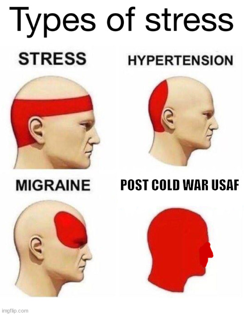 Post Coldwar USAF |  POST COLD WAR USAF | image tagged in types of headaches | made w/ Imgflip meme maker