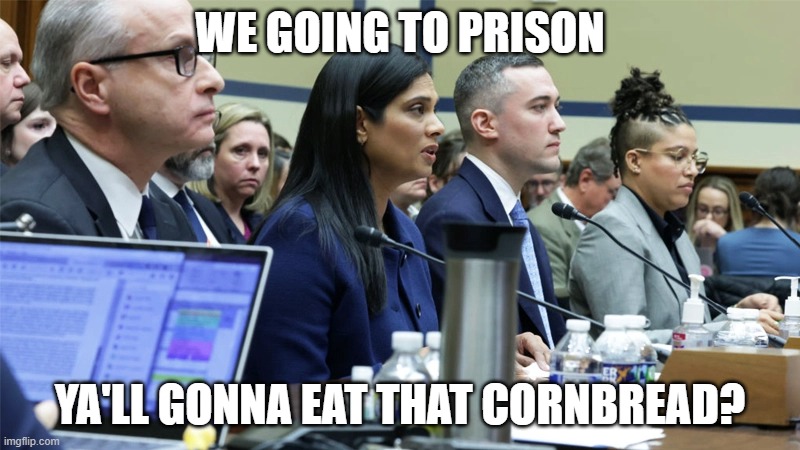 prison bound | WE GOING TO PRISON; YA'LL GONNA EAT THAT CORNBREAD? | image tagged in twitter,twitter birds says | made w/ Imgflip meme maker