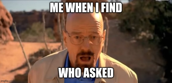 idk | ME WHEN I FIND; WHO ASKED | image tagged in idk | made w/ Imgflip meme maker