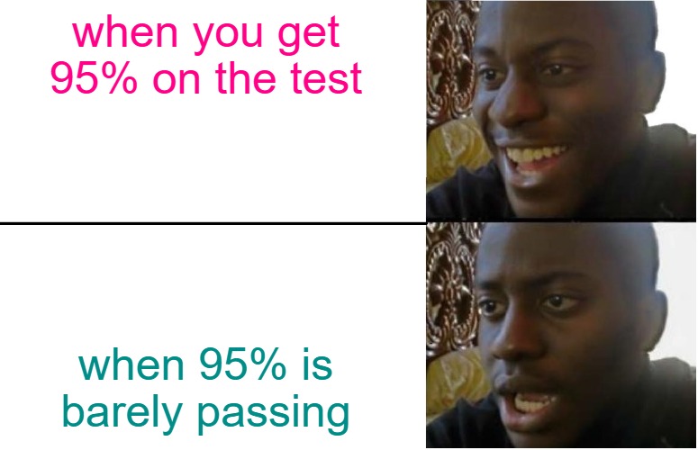 Court Reporting School Be Like That | when you get 95% on the test; when 95% is barely passing | image tagged in disappointed black guy,court reporting,test,school,funny memes,lol | made w/ Imgflip meme maker