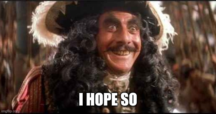 CAPTAIN HOOK EXCITED | I HOPE SO | image tagged in captain hook excited | made w/ Imgflip meme maker