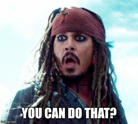 JACK SPARROW OH NO | YOU CAN DO THAT? | image tagged in jack sparrow oh no | made w/ Imgflip meme maker