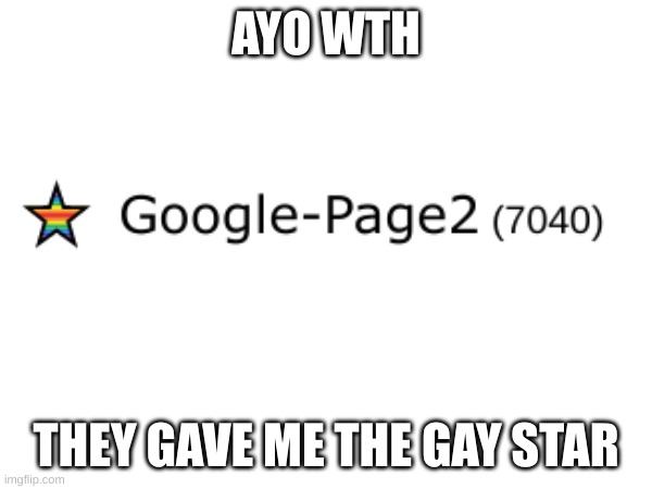 AHHHHHHHHHHHHHHHHHHHHHHHHHHH | AYO WTH; THEY GAVE ME THE GAY STAR | image tagged in fun | made w/ Imgflip meme maker