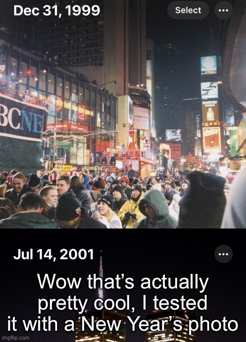 Wow that’s actually pretty cool, I tested it with a New Year’s photo | made w/ Imgflip meme maker
