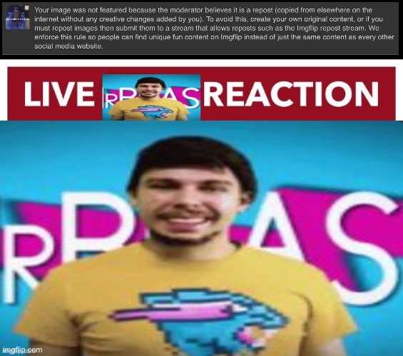 L politic stream mod | image tagged in live mr beast reaction | made w/ Imgflip meme maker