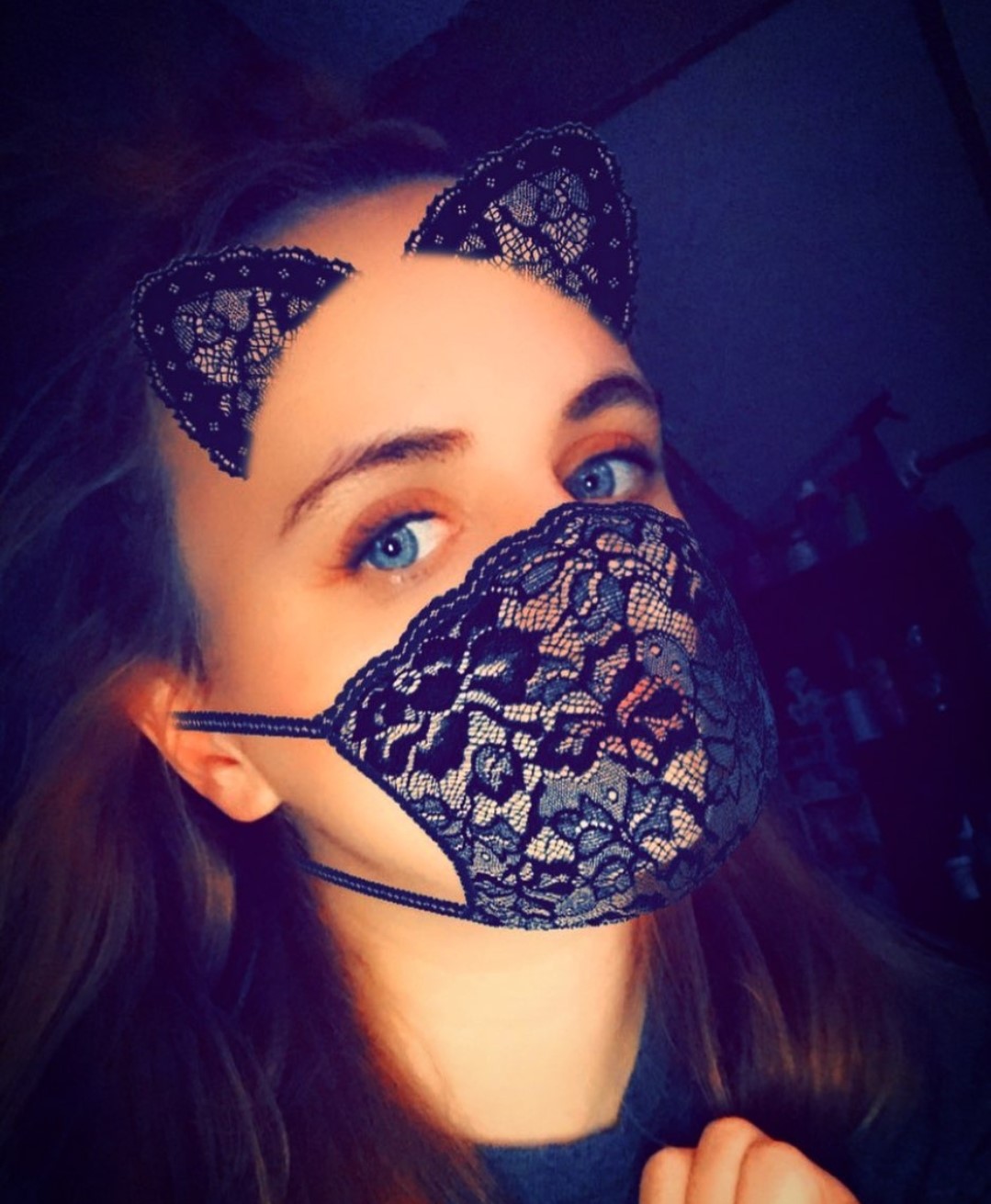 Katie P. in a lace mask Blank Meme Template