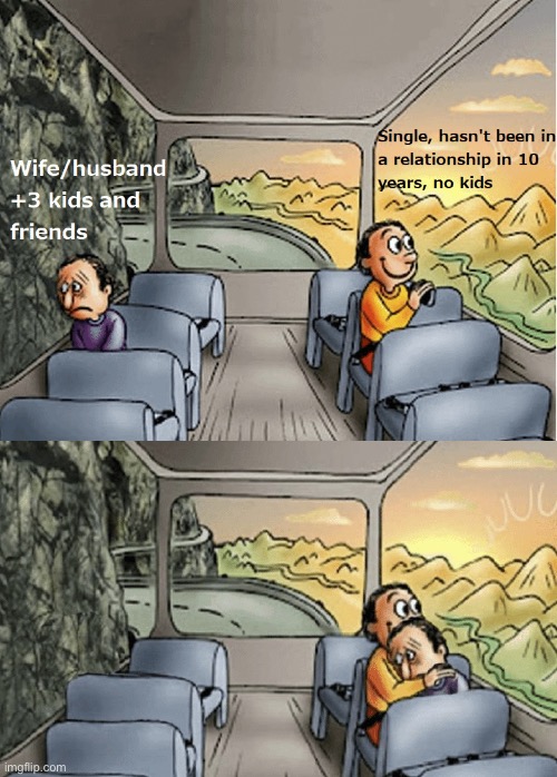 image tagged in two guys on a bus,memes,repost,funny,its okay,im here | made w/ Imgflip meme maker