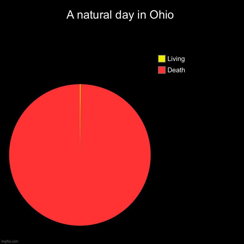 Ohio chart | A natural day in Ohio | Death, Living | image tagged in charts,pie charts,only in ohio | made w/ Imgflip chart maker