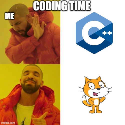 coding | CODING TIME; ME | image tagged in drake blank,scratch,coding | made w/ Imgflip meme maker