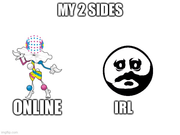 MY 2 SIDES; IRL; ONLINE | made w/ Imgflip meme maker