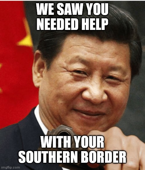 Xi Jinping | WE SAW YOU NEEDED HELP WITH YOUR SOUTHERN BORDER | image tagged in xi jinping | made w/ Imgflip meme maker